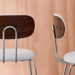 Silla de madera curvada teñida de nogal y tejido repelente al agua , set de 2