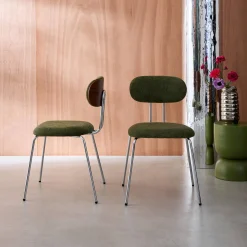 Silla de madera curvada teñida de nogal y tejido repelente al agua , set de 2