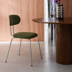 Silla de madera curvada teñida de nogal y tejido repelente al agua , set de 2