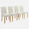 Silla de madera de hevea y borreguito, set de 4