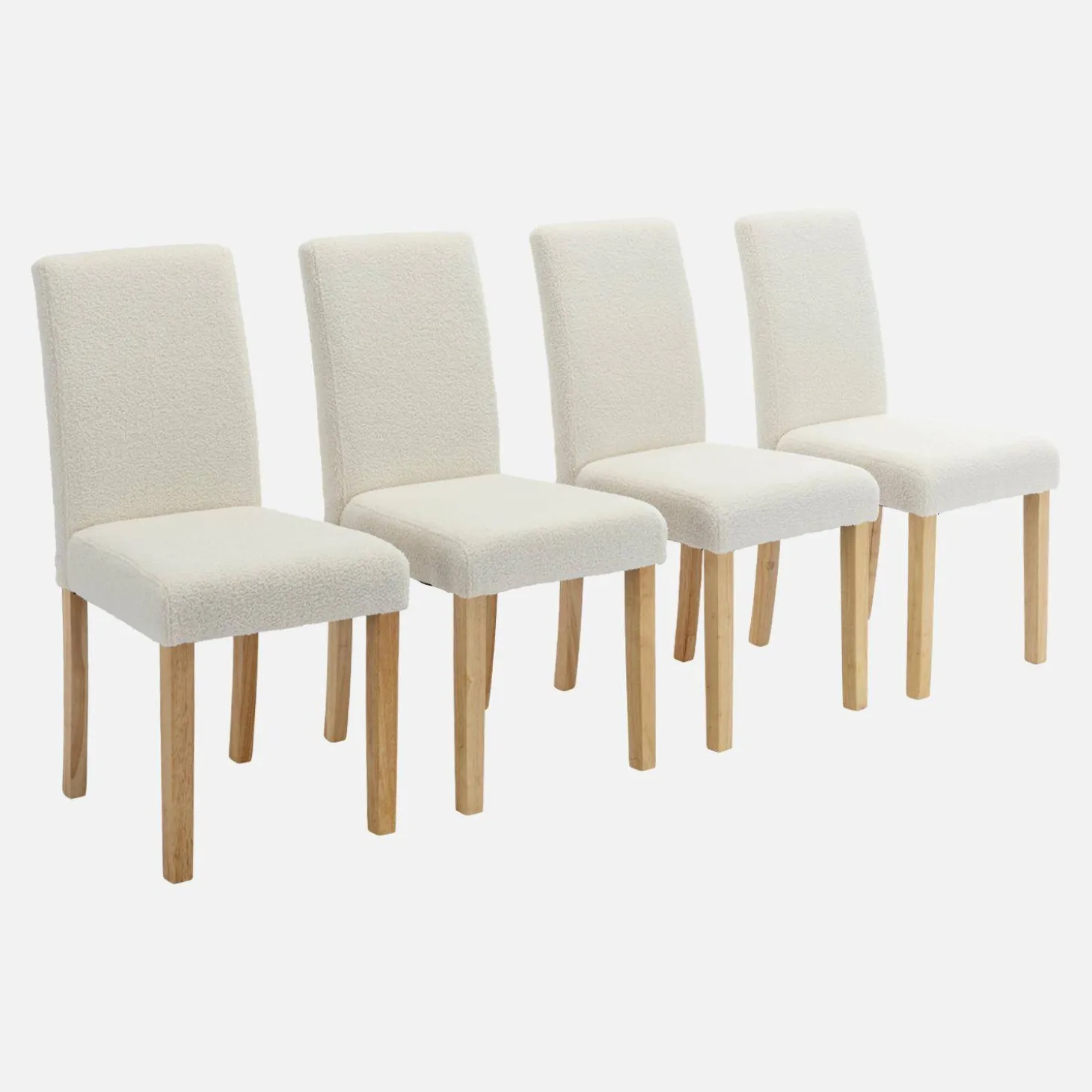 Silla de madera de hevea y borreguito, set de 4