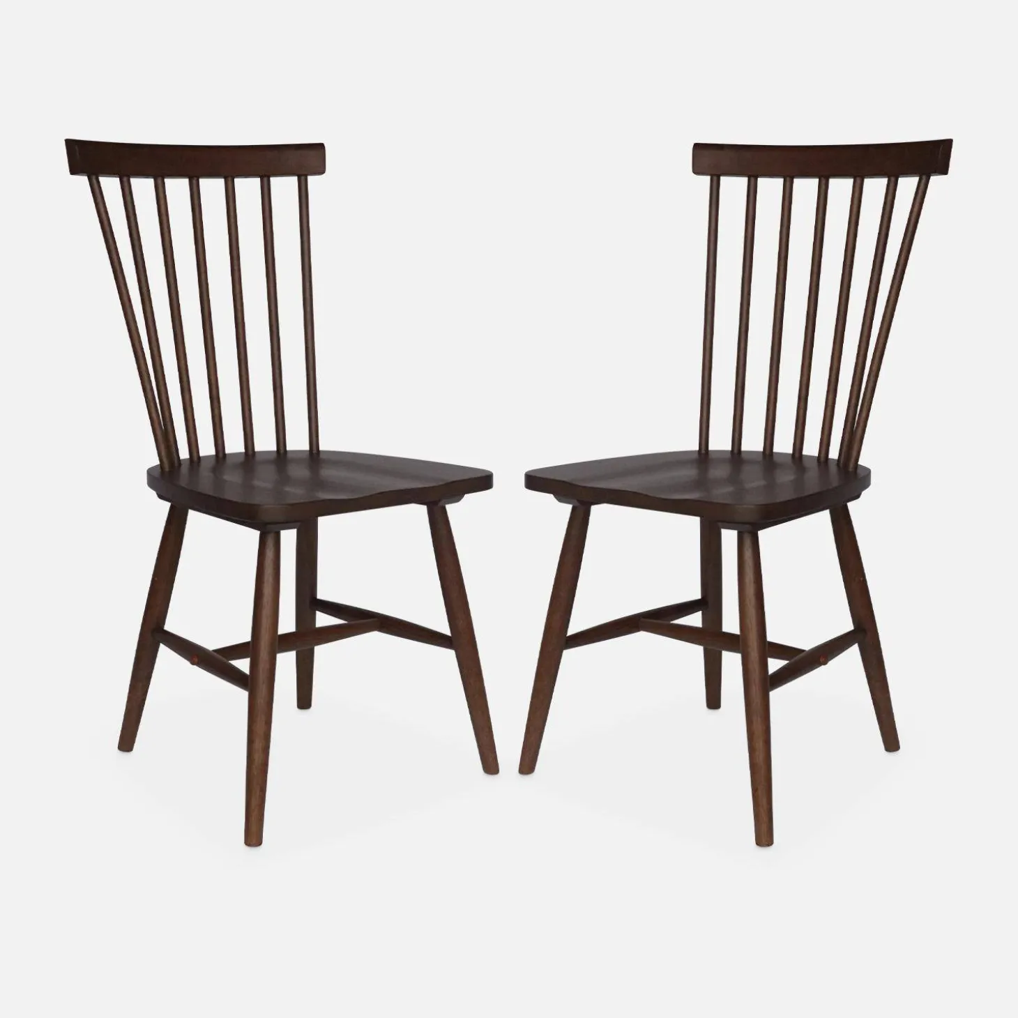 Silla de madera de hevea, set de 2