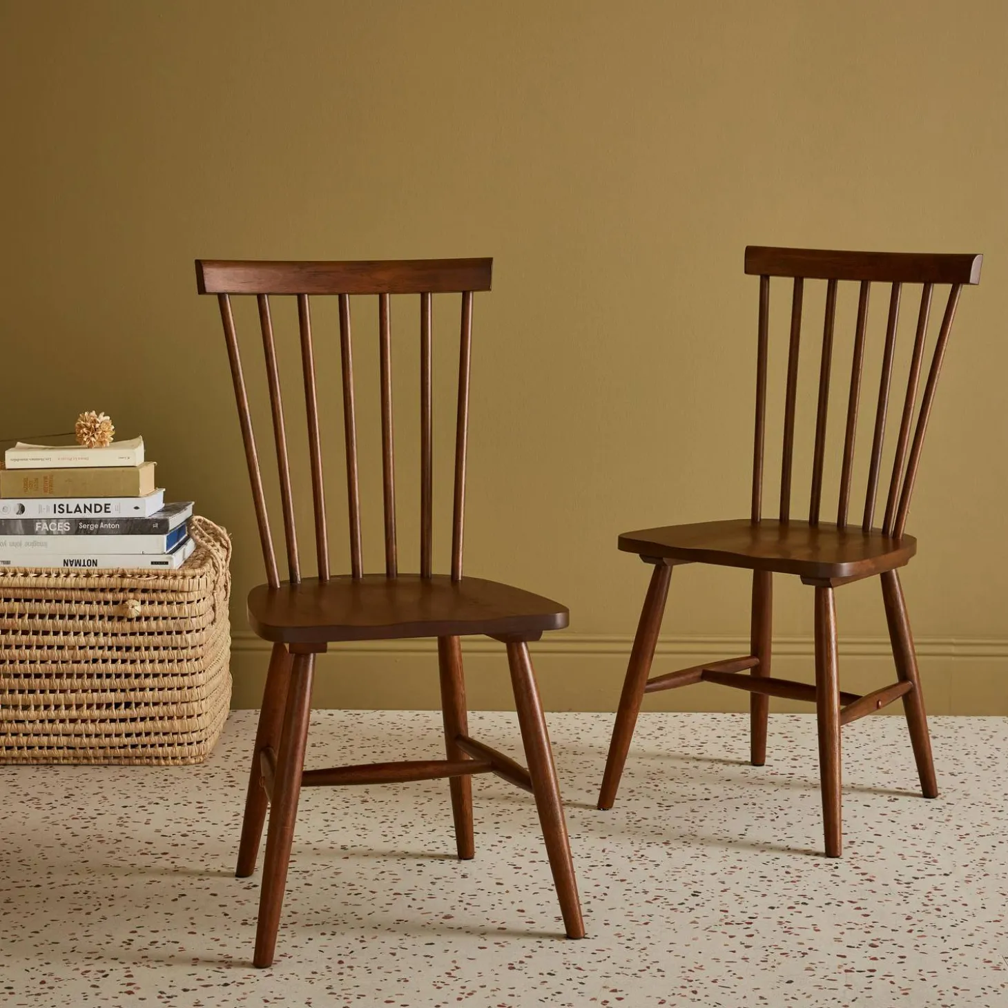 Silla de madera de hevea, set de 2