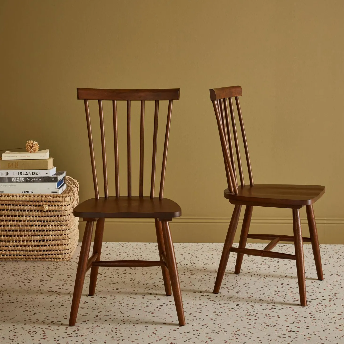 Silla de madera de hevea, set de 2