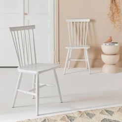 Silla de madera de hevea, set de 2