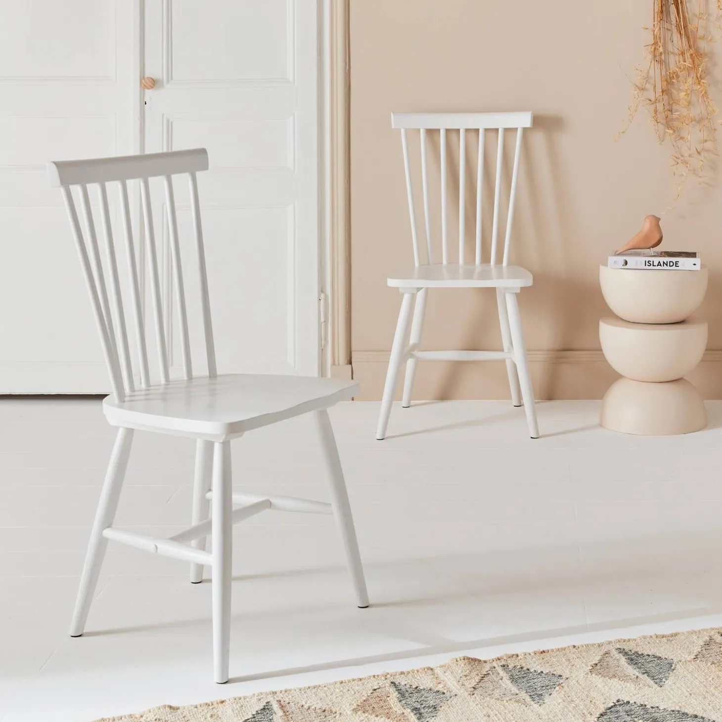 Silla de madera de hevea, set de 2