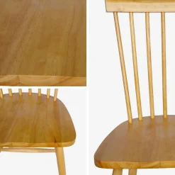 Silla de madera de hevea, set de 4