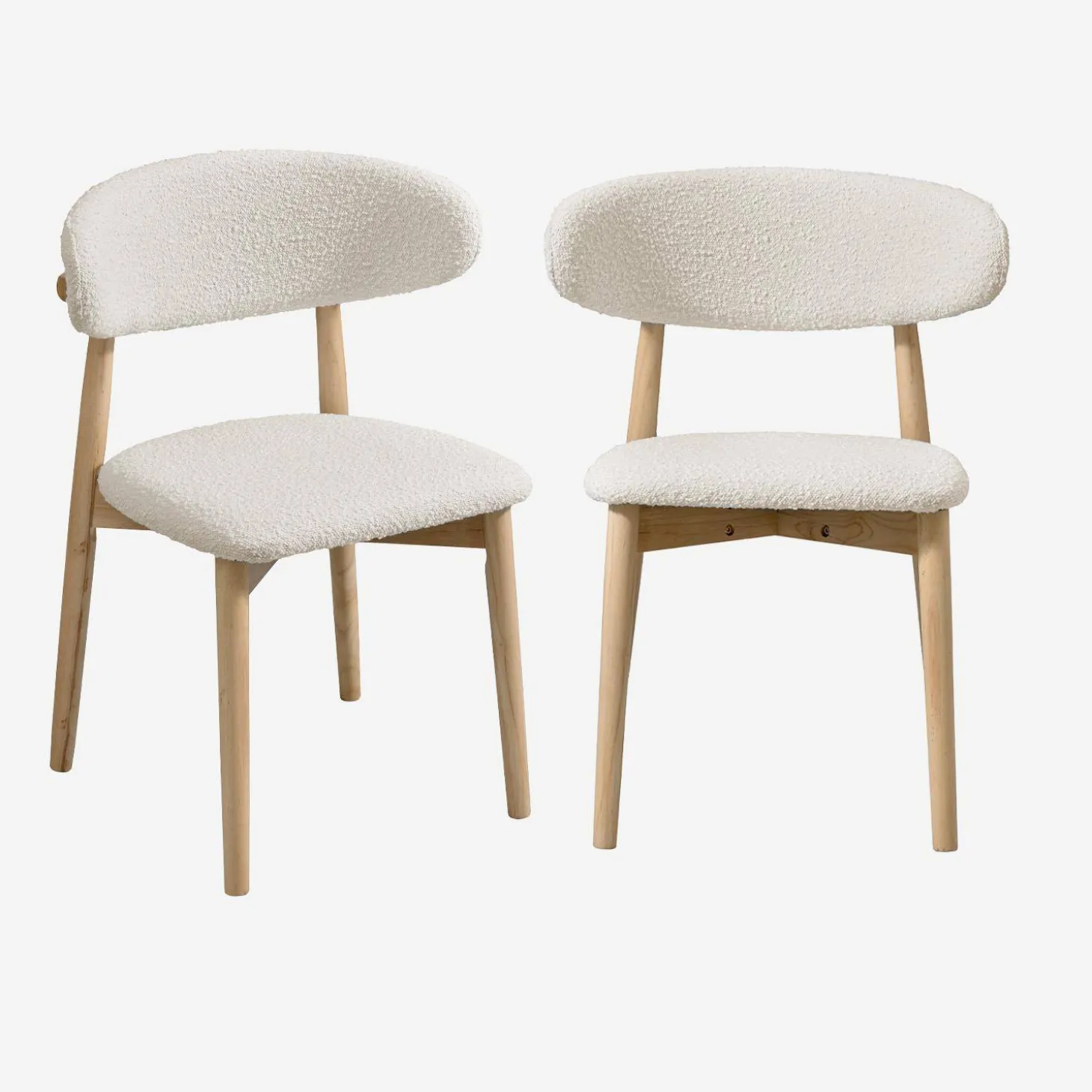 Silla de madera de hevea y tejido borreguito, set de 2