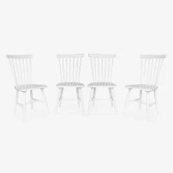 Silla de madera de hevea, set de 4