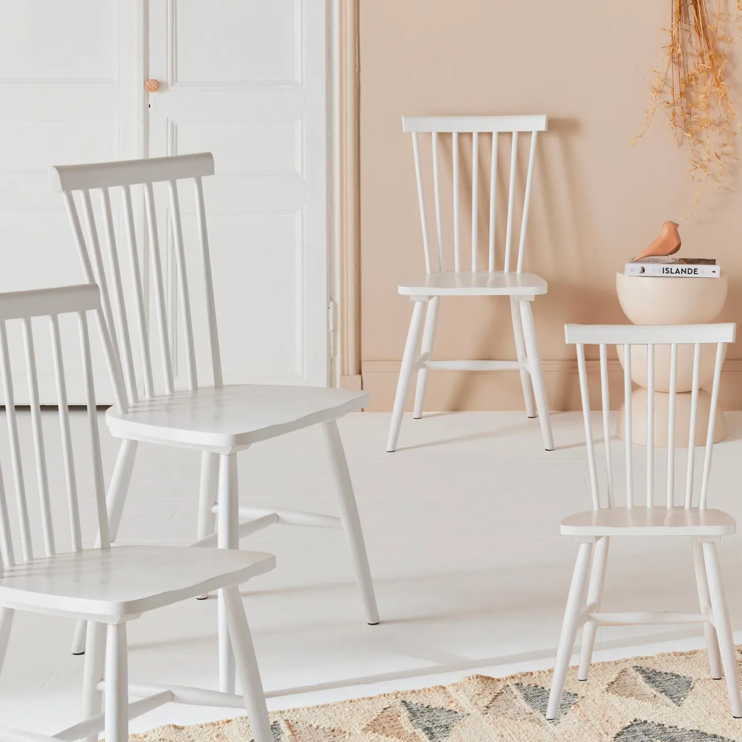 Silla de madera de hevea, set de 4
