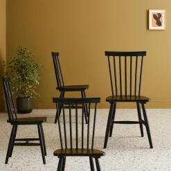 Silla de madera de hevea, set de 4