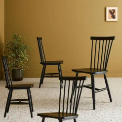 Silla de madera de hevea, set de 4