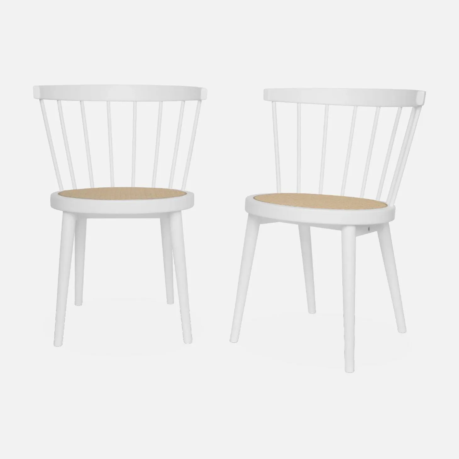 Silla de madera y caña, set de 2