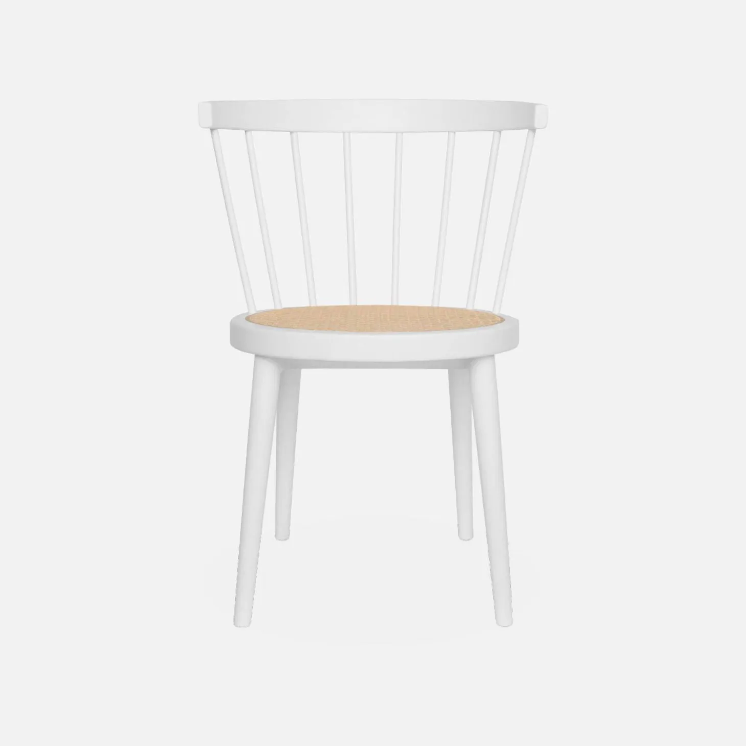 Silla de madera y caña, set de 4
