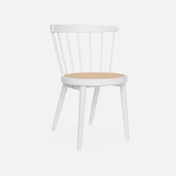 Silla de madera y caña, set de 4