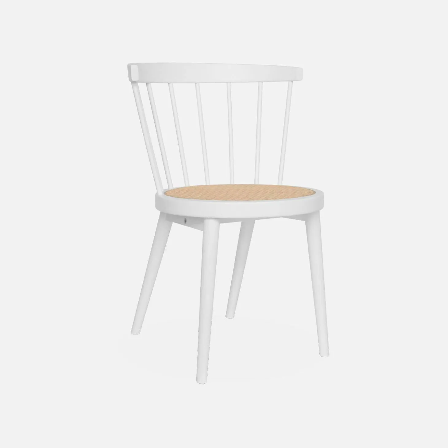 Silla de madera y caña, set de 4