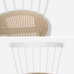 Silla de madera y caña, set de 4