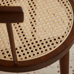 Silla de madera y caña, set de 4
