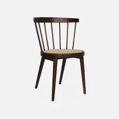 Silla de madera y caña, set de 2
