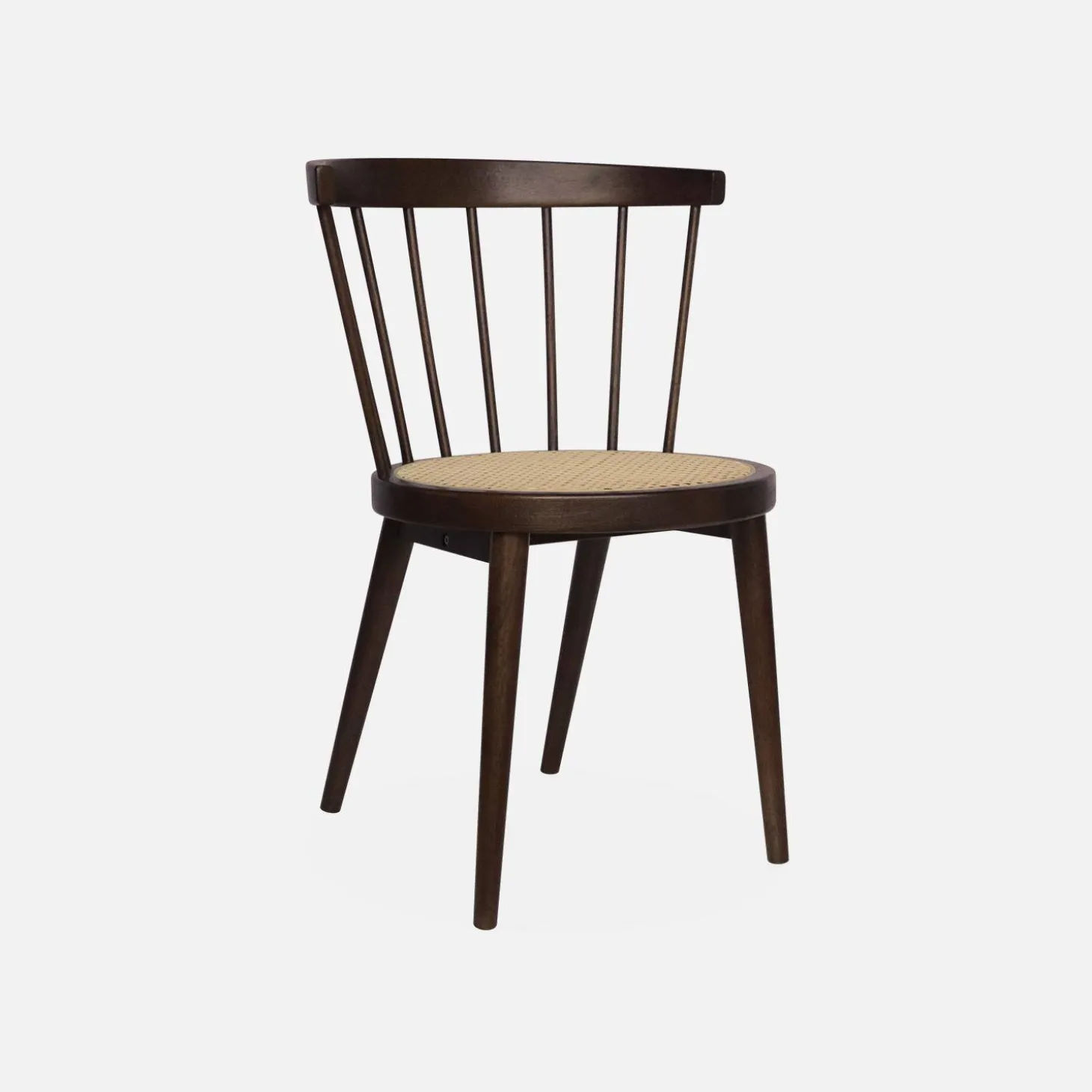 Silla de madera y caña, set de 2