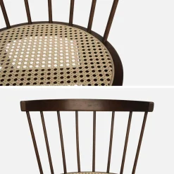 Silla de madera y caña, set de 2
