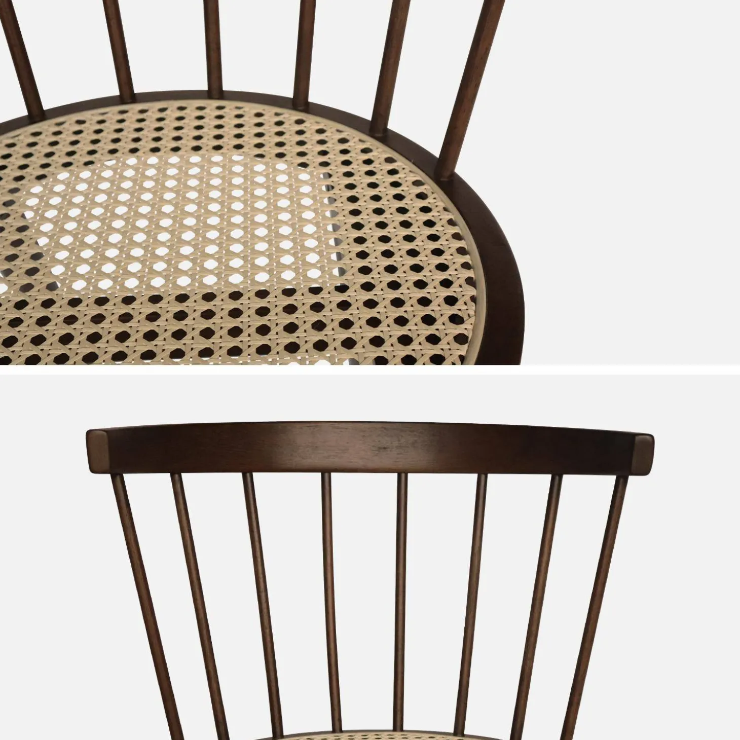 Silla de madera y caña, set de 2