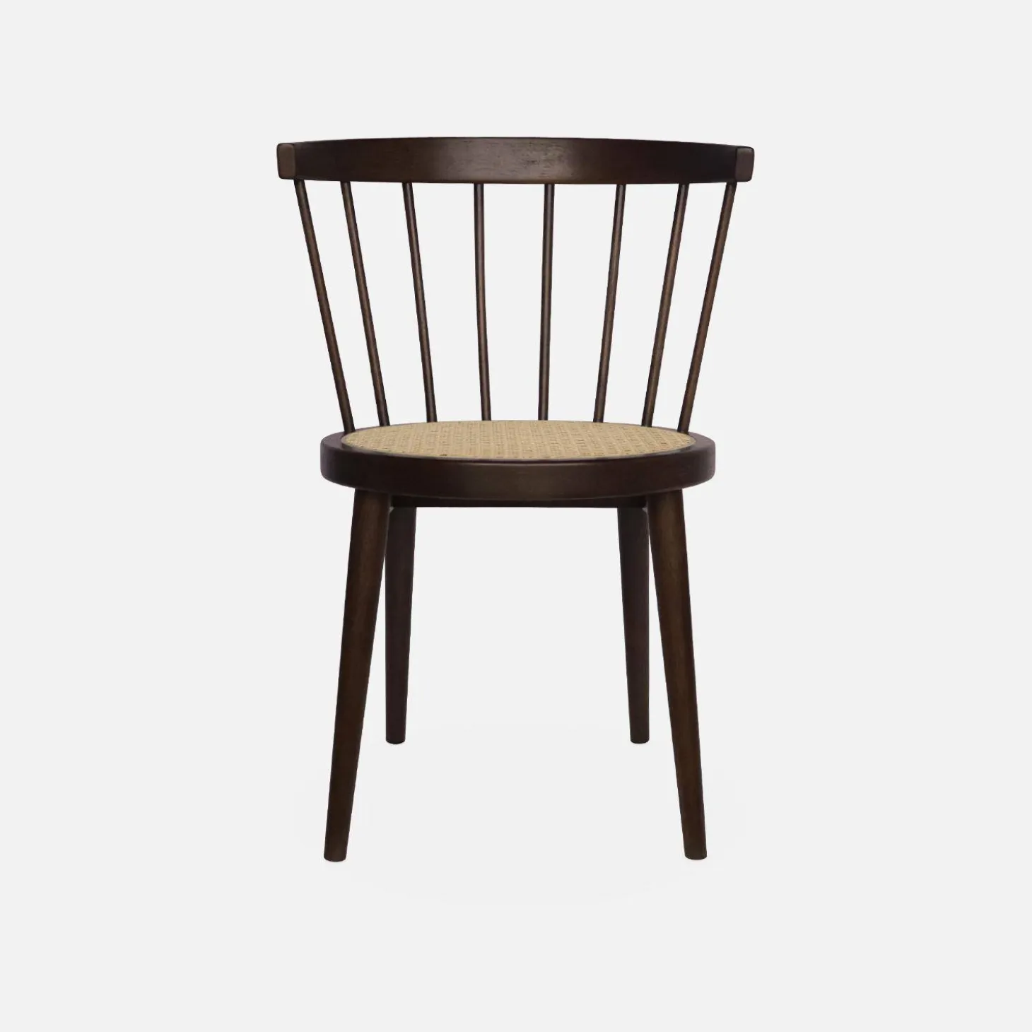 Silla de madera y caña, set de 2