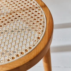 Silla de madera y caña, set de 2