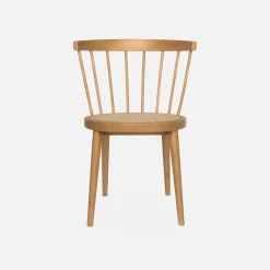 Silla de madera y caña, set de 2