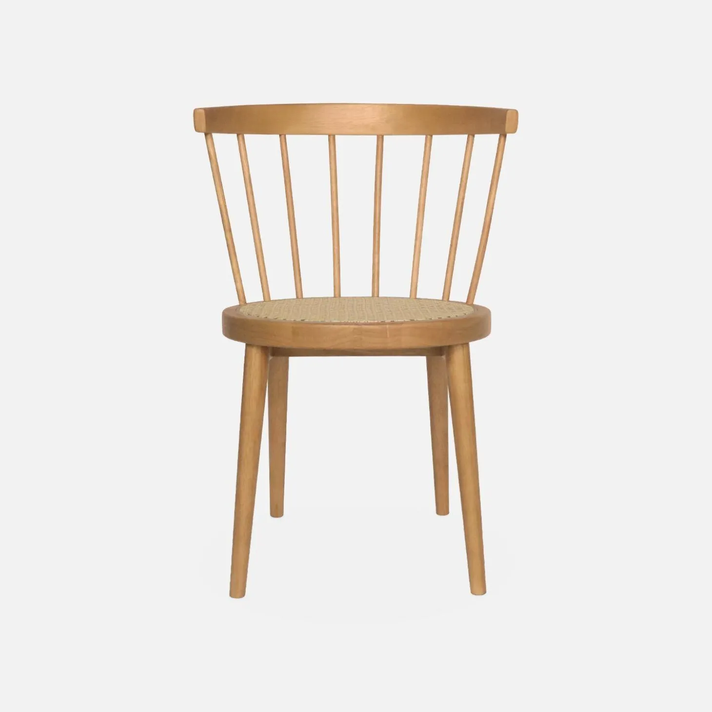 Silla de madera y caña, set de 2