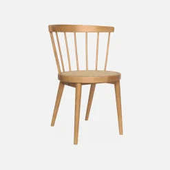 Silla de madera y caña, set de 2