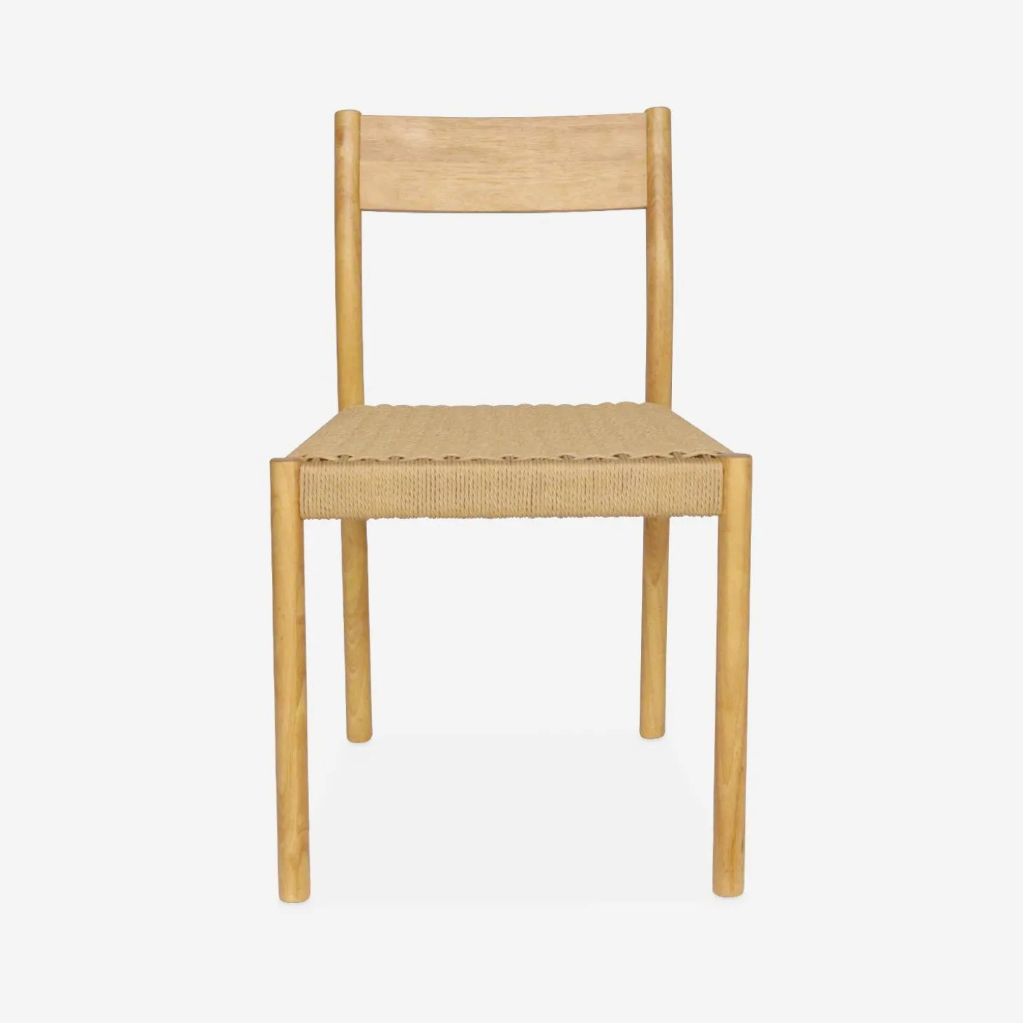 Silla de madera y cuerda, set de 2