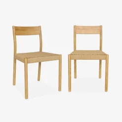 Silla de madera y cuerda, set de 2