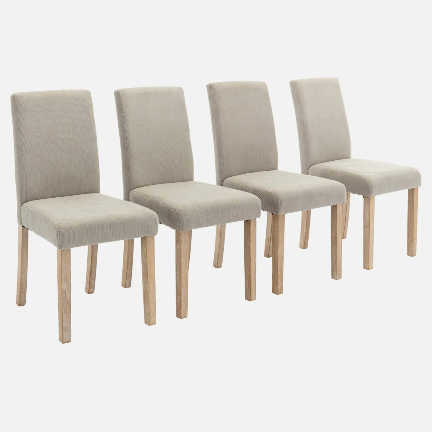 Silla de madera y terciopelo de pana fina, set de 4