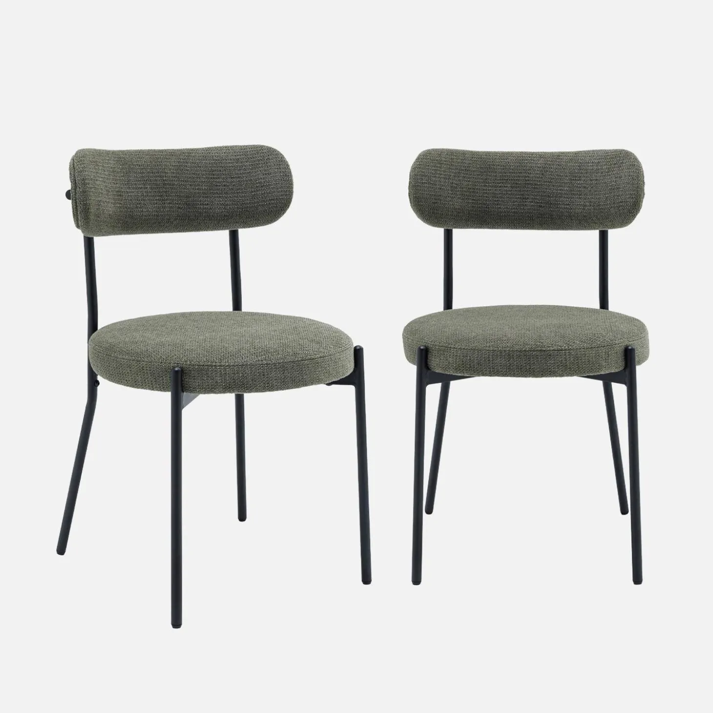 Silla de metal y tela simple, set de 2
