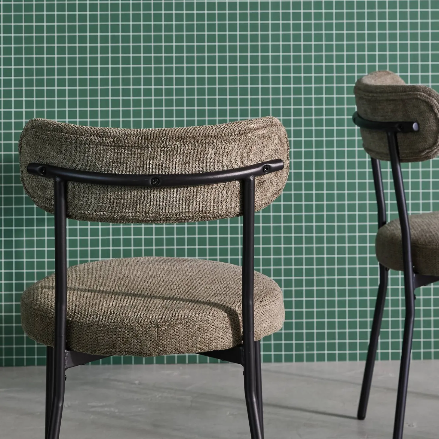 Silla de metal y tela simple, set de 2
