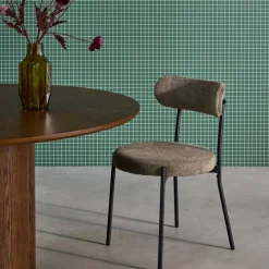 Silla de metal y tela simple, set de 2