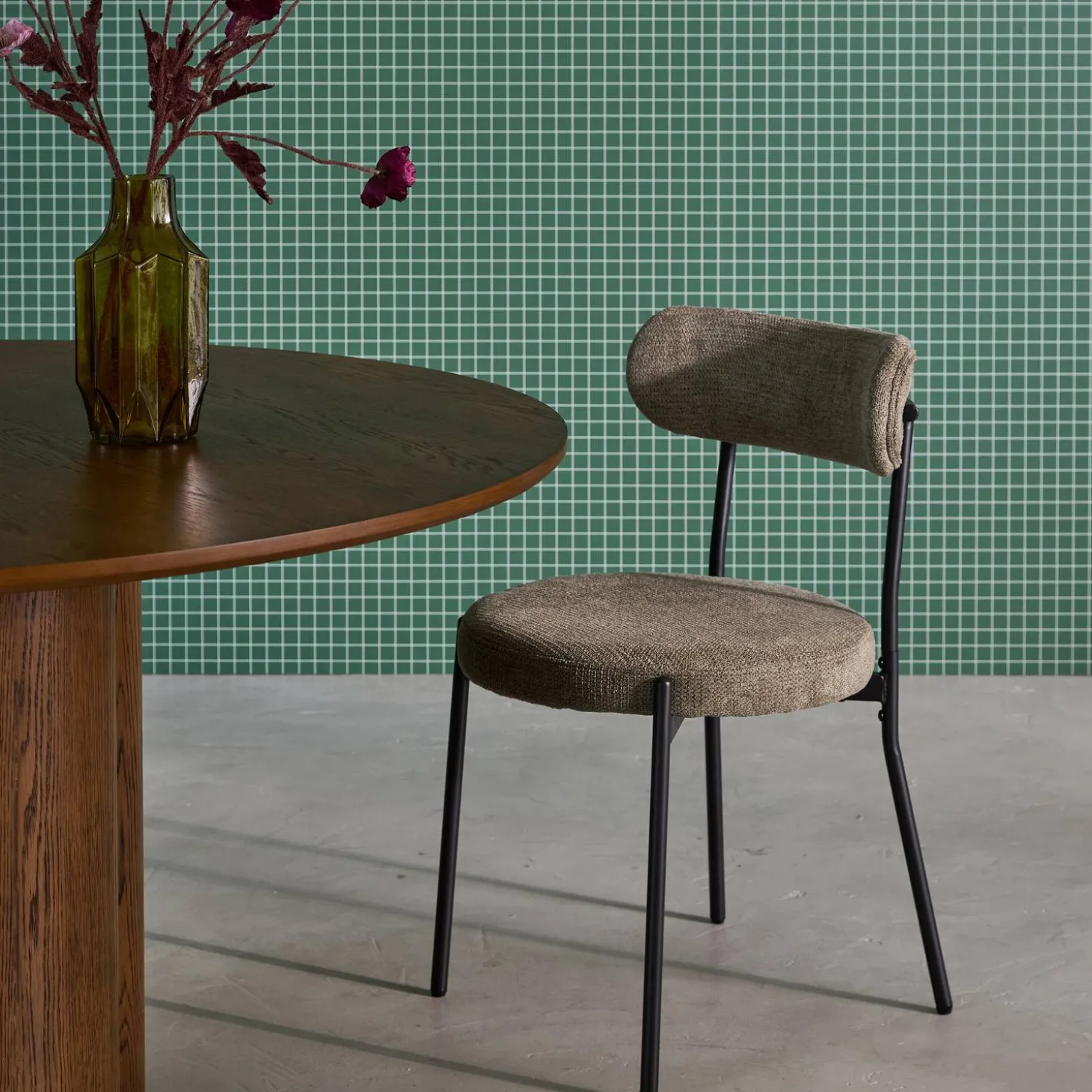 Silla de metal y tela simple, set de 2