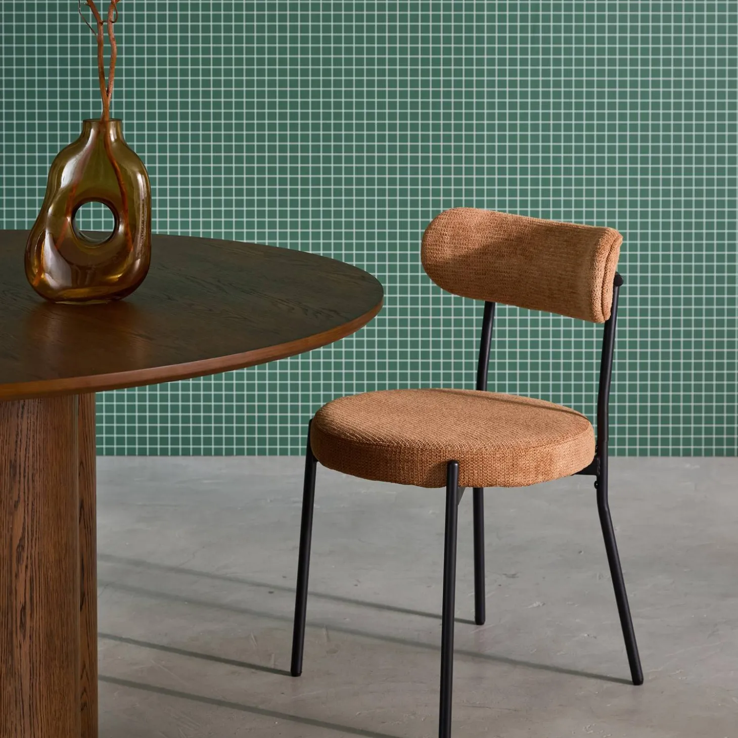 Silla de metal y tela simple, set de 2