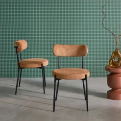 Silla de metal y tela simple, set de 2