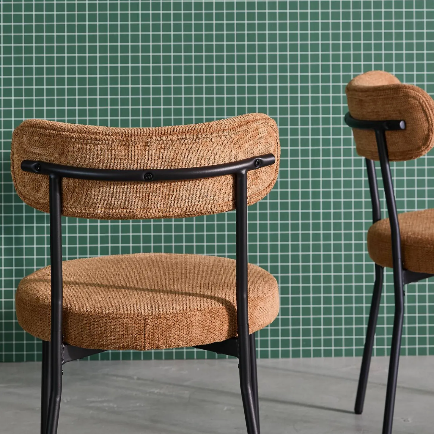 Silla de metal y tela simple, set de 2