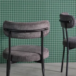 Silla de metal y tela simple, set de 2