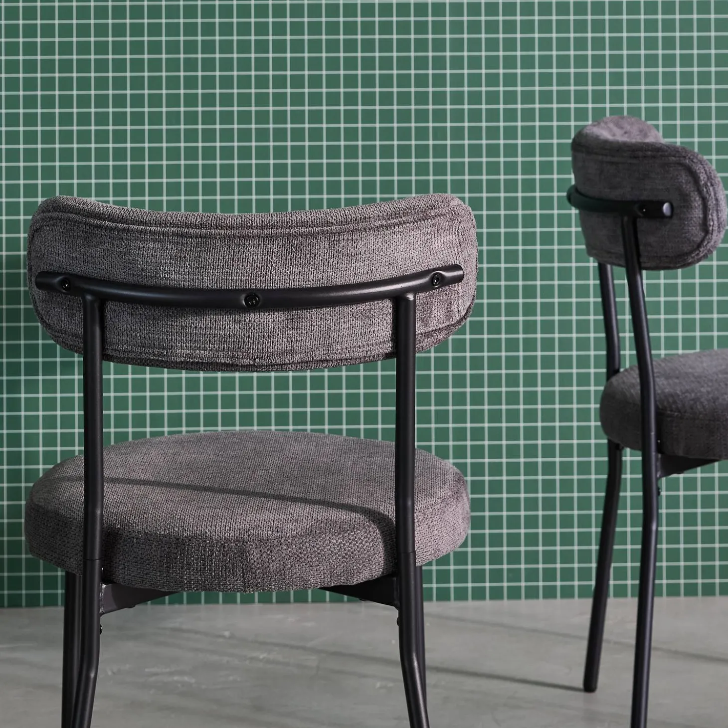 Silla de metal y tela simple, set de 2