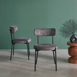 Silla de metal y tela simple, set de 2