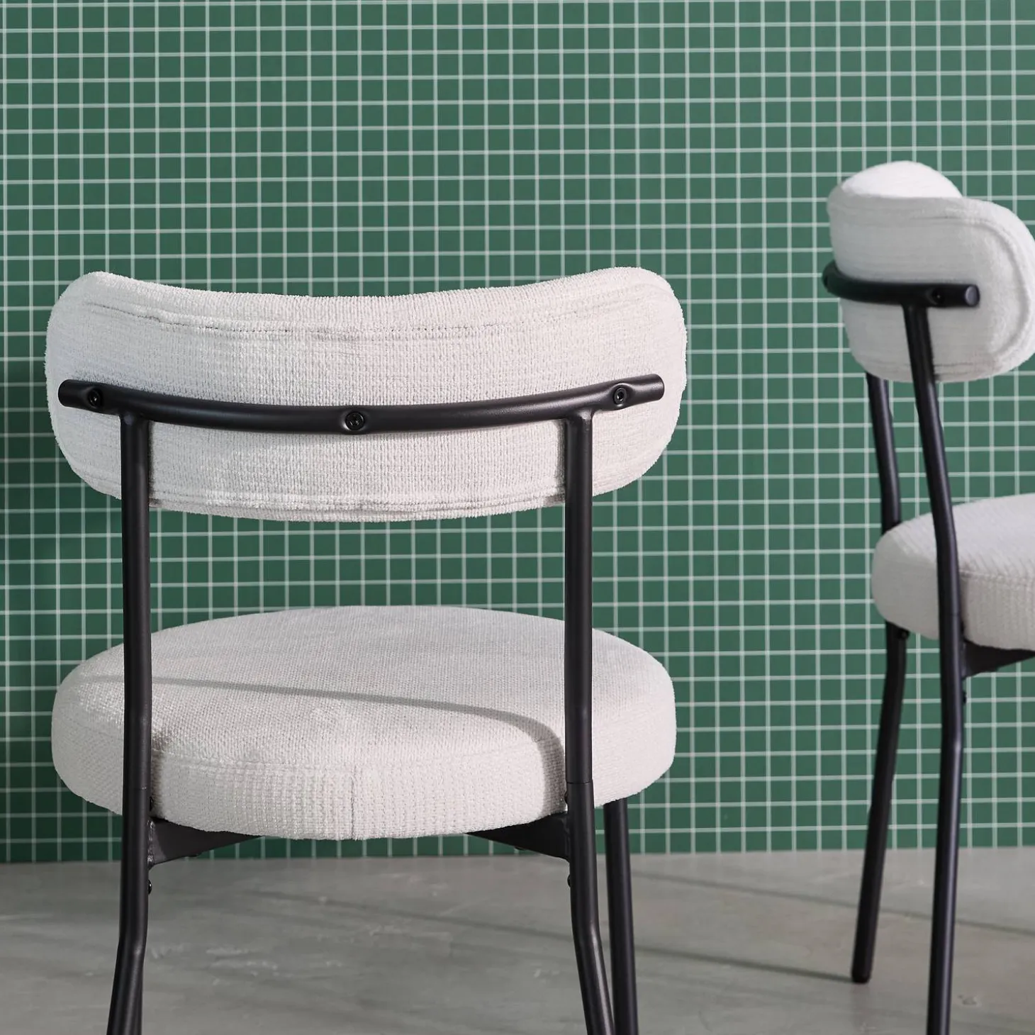 Silla de metal y tela simple, set de 2