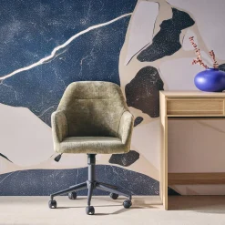 Silla de oficina con ruedas ajustable metal y tela