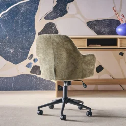 Silla de oficina con ruedas ajustable metal y tela