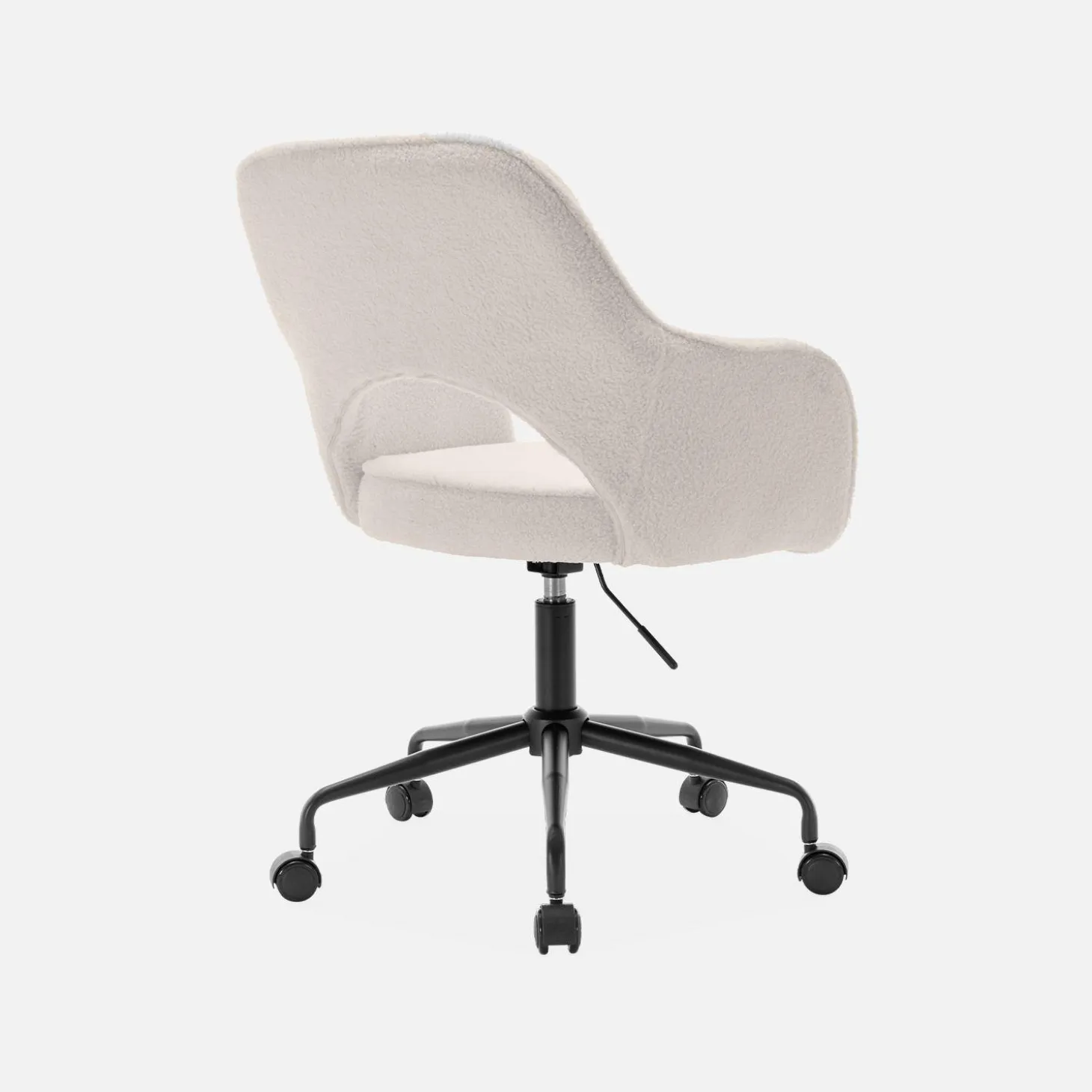 Silla de oficina con ruedas en borreguito y base negra