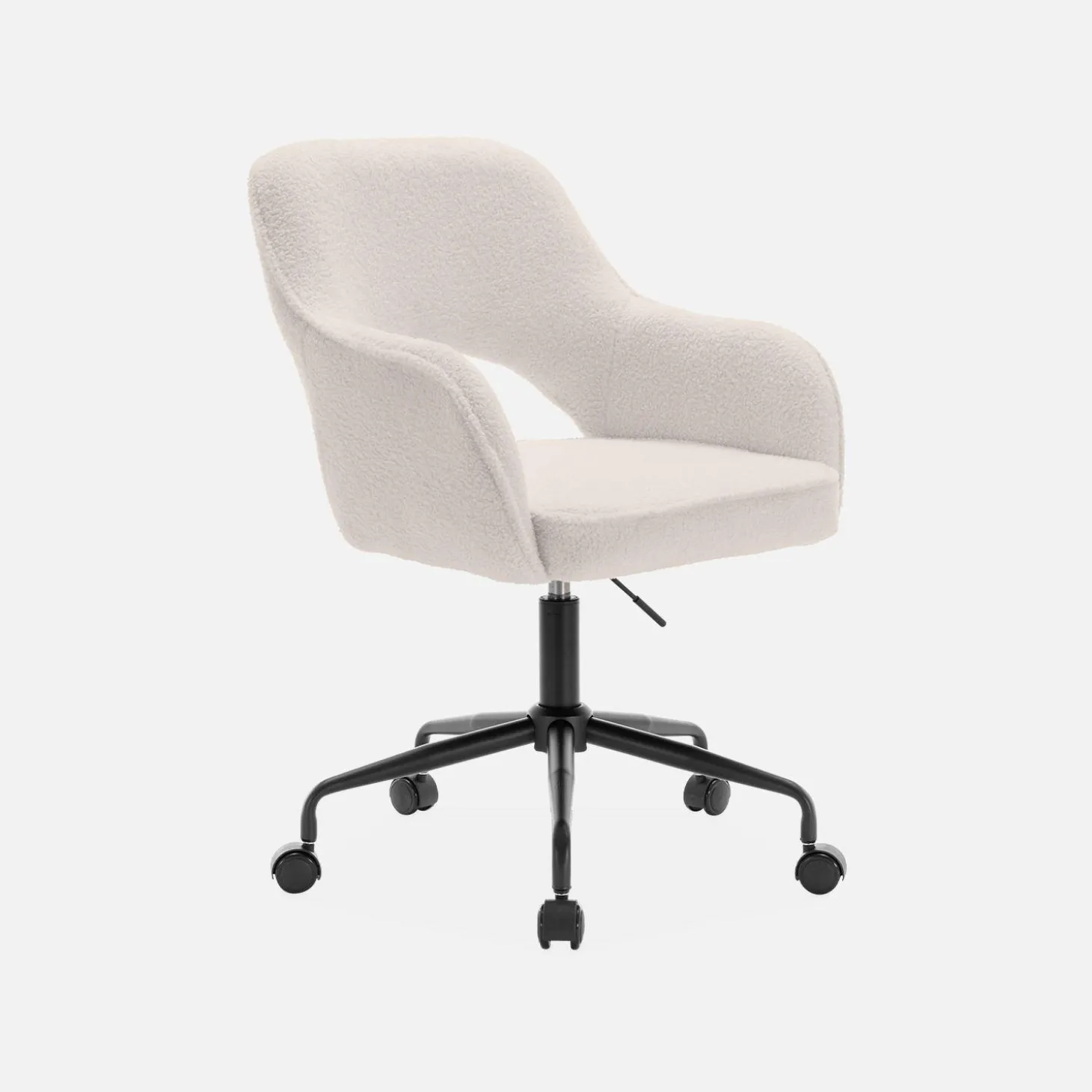 Silla de oficina con ruedas en borreguito y base negra