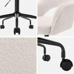 Silla de oficina con ruedas en borreguito y base negra